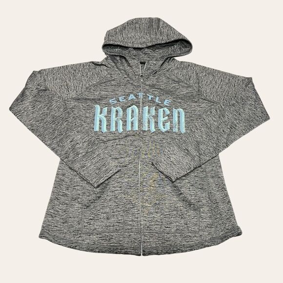 4Her By Karl Banks Seattle Kraken Full Zip Hoodie Womens Size Medium Gray NHL - Picture 1 of 9